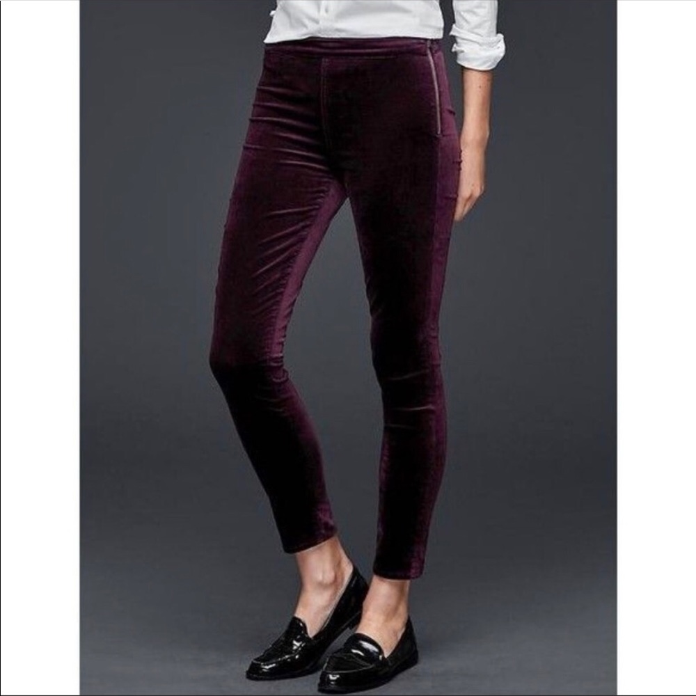 💜 Gap Plum Velvet Side Zip Leggings 💜